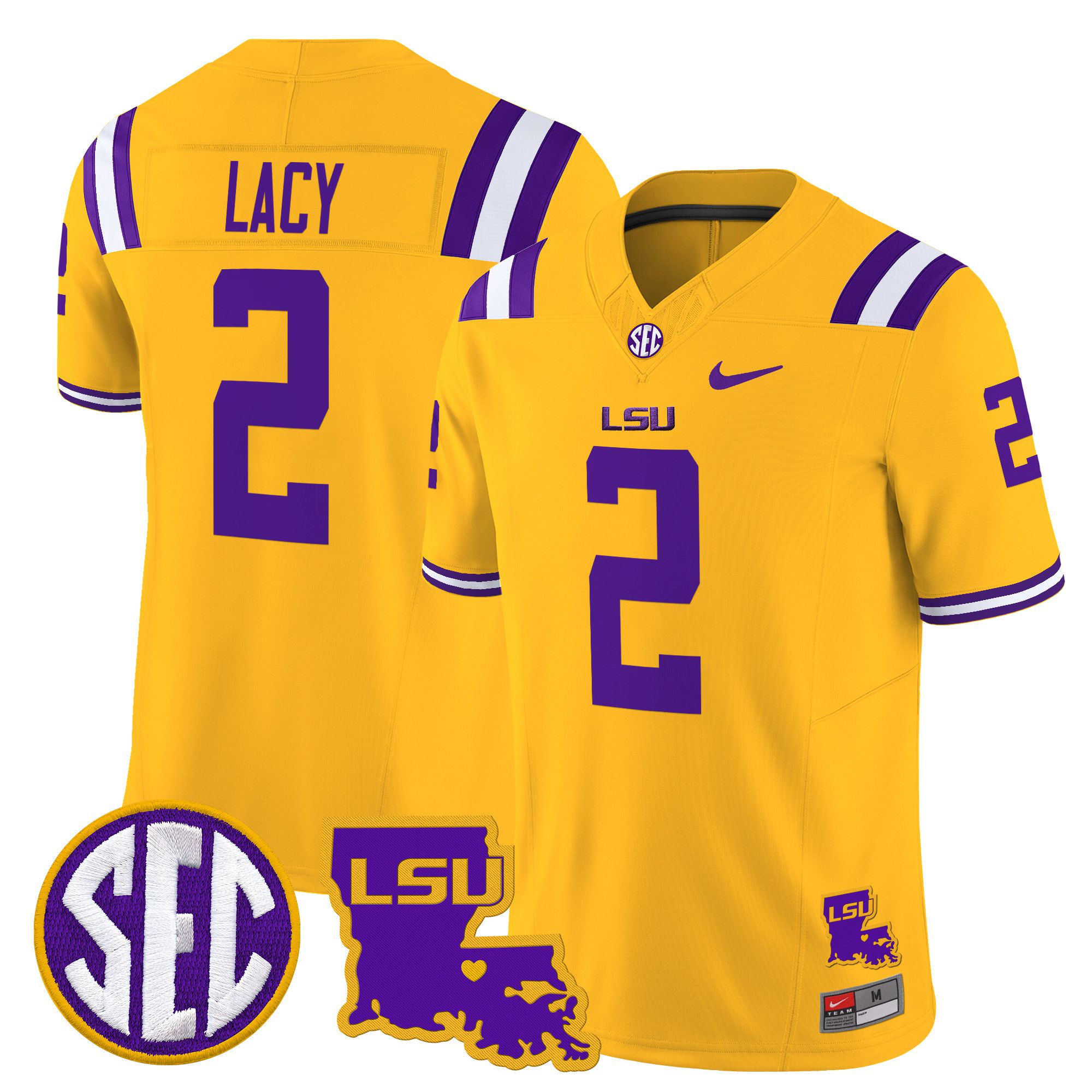 Men LSU Tigers #2 Lacy Yellow 2024 Nike Louisiana Patch Vapor Limited NCAA Jersey->indianapolis colts->NFL Jersey